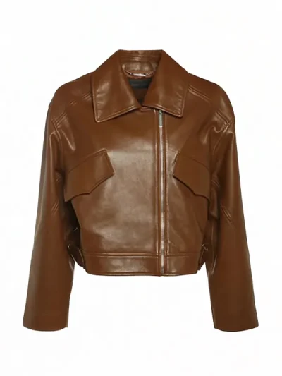 Women’s Chocolate Brown Zipper Leather Jacket